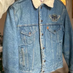 Vintage Levi’s Orange Tag Denim Distressed Trucker Jacket Sherpa Lined